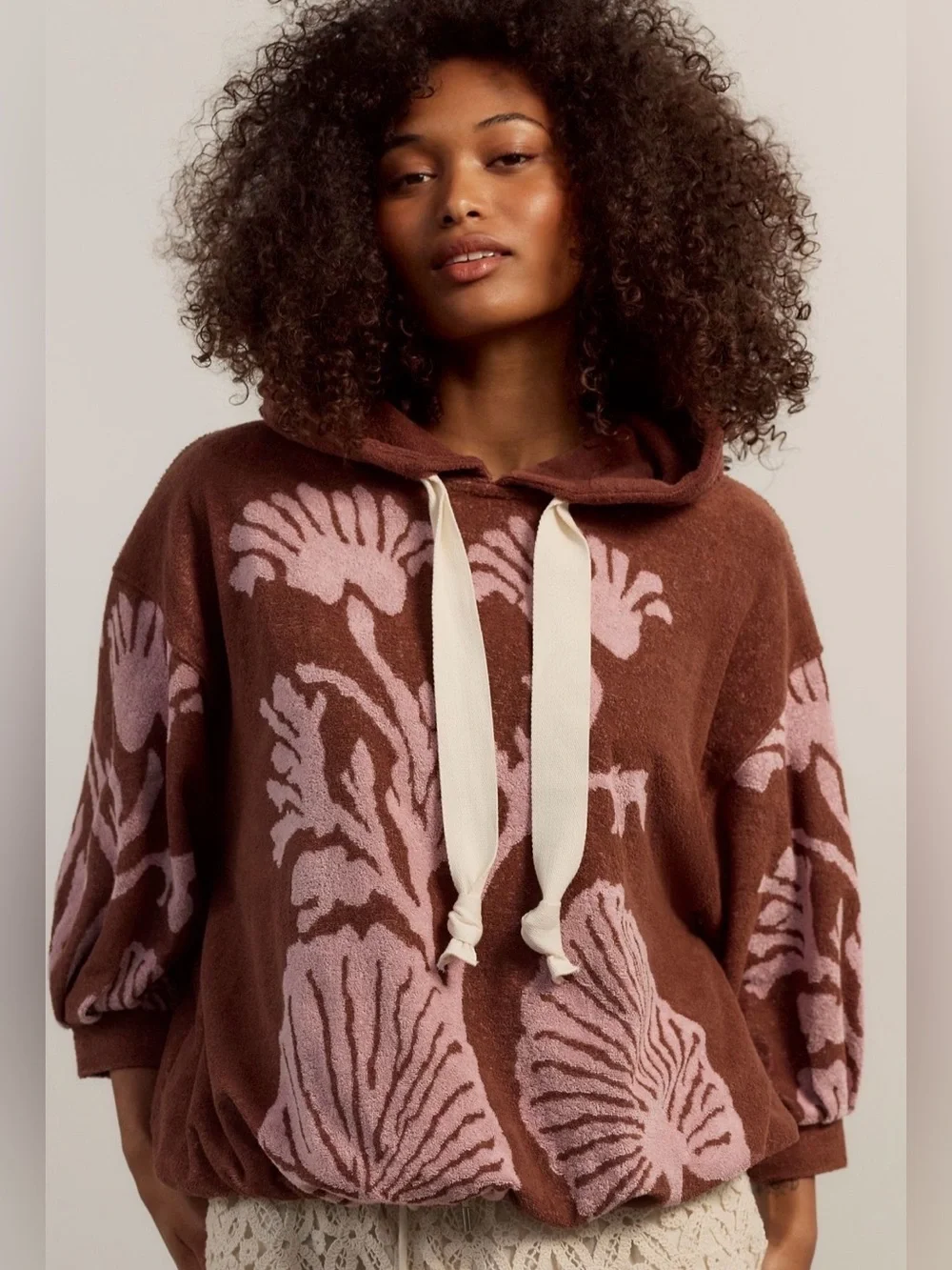 NWT FREE PEOPLE SHELL BABY HOODIE CHOCOLATE COMBO